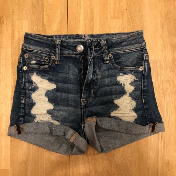American Eagle Outfitters Pants - AE Hi-Rose Shortie Denim Shorts 0